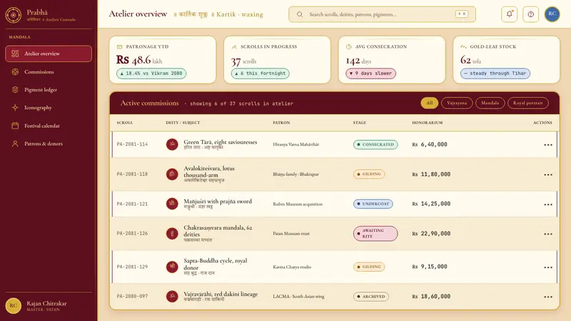 Nepali Paubha (Newari Scroll) — Web · dashboard