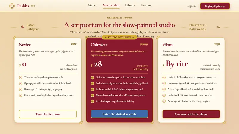 Nepali Paubha (Newari Scroll) — Web · pricing