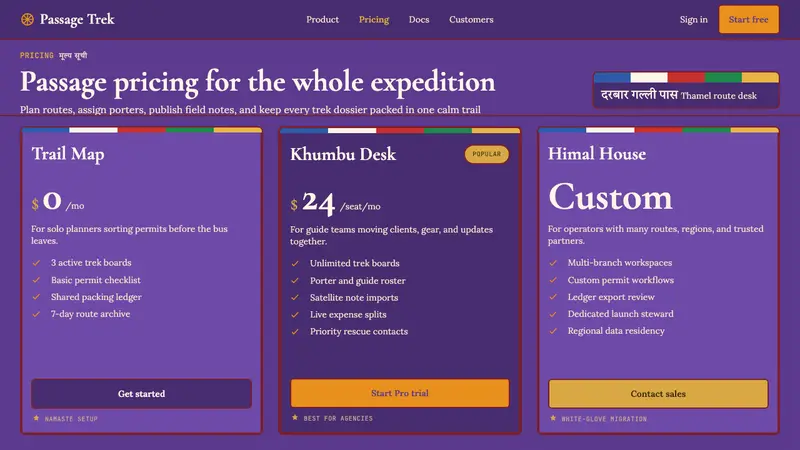 Kathmandu Thamel Trekking — Web · pricing