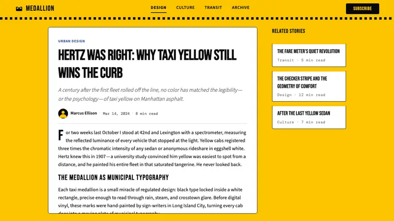 New York Yellow Cab (1907) — Web · article