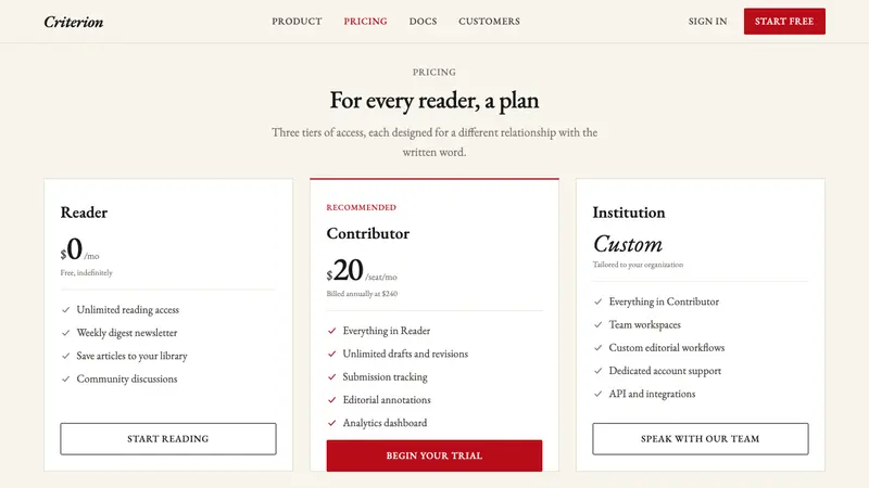 The New Yorker Classic — Web · pricing