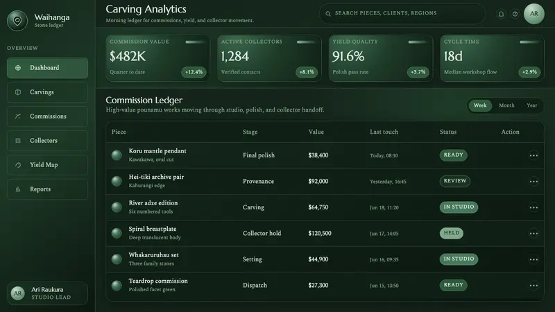 Pounamu Greenstone Mono — Web · dashboard