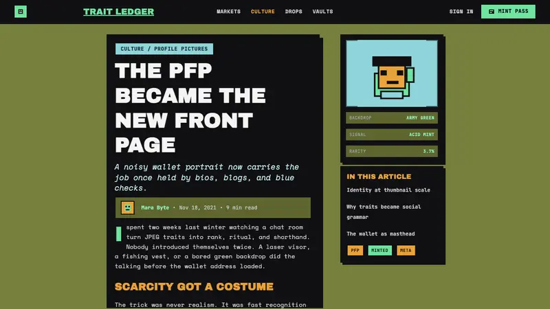 NFT PFP Art (Bored Ape era) — Web · article