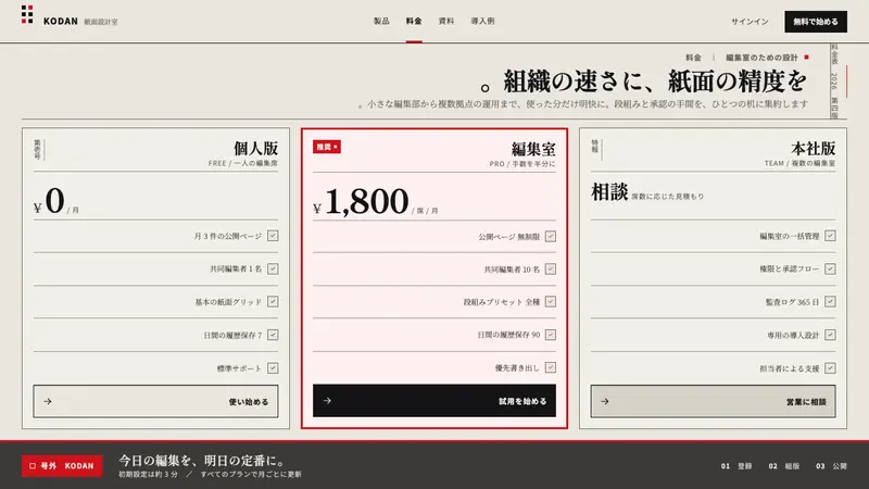 Japanese Newspaper Grid — Web · pricing