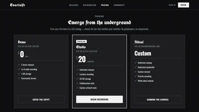 Nordic Black Metal — Web · pricing