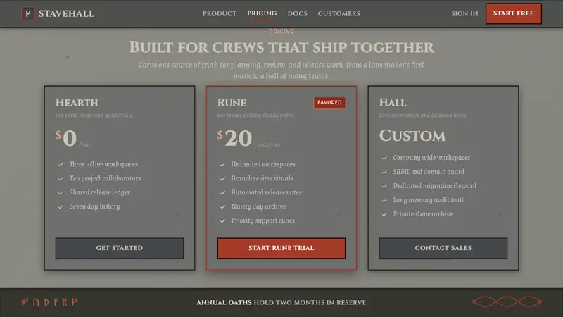 Norse Runic Stave — Web · pricing