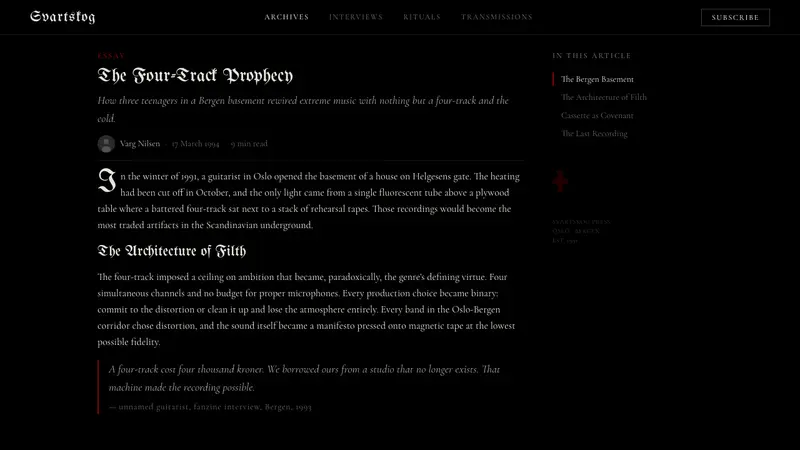 Norwegian Black Metal (1992) — Web · article