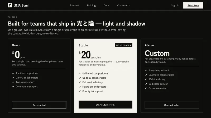 Notan Light-Dark — Web · pricing