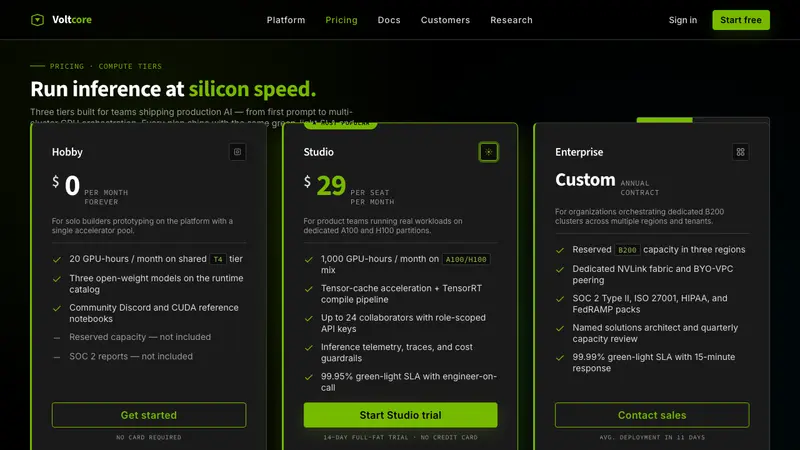 NVIDIA GPU Green-Black — Web · pricing