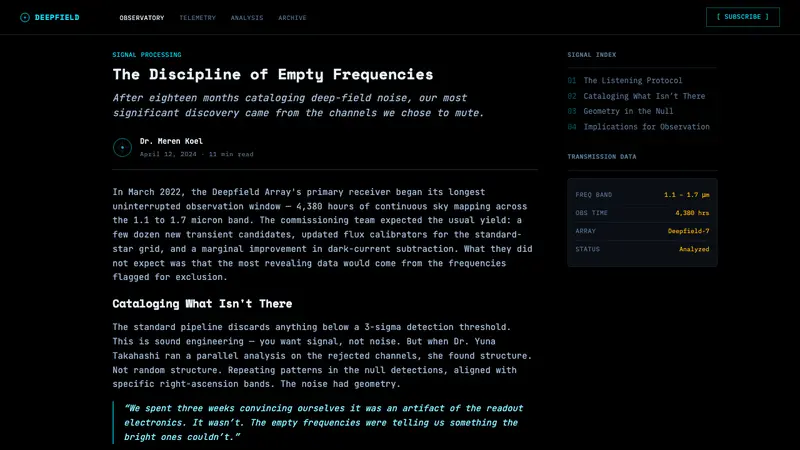 Deep Space Observatory — Web · article