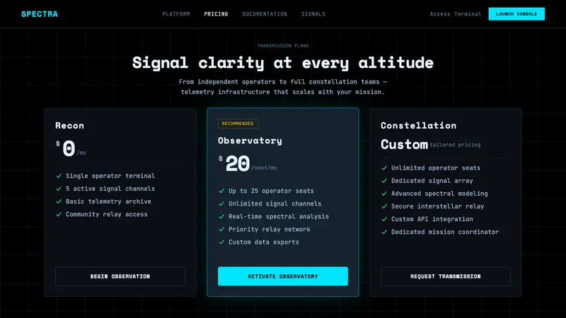 Deep Space Observatory — Web · pricing