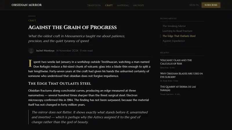 Obsidian Volcanic Glass — Web · article
