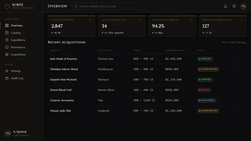 Obsidian Volcanic Glass — Web · dashboard