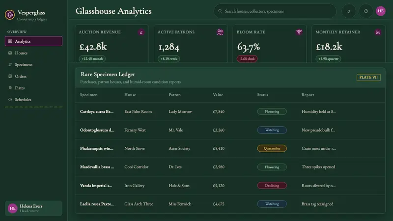 Orchid Conservatory — Web · dashboard