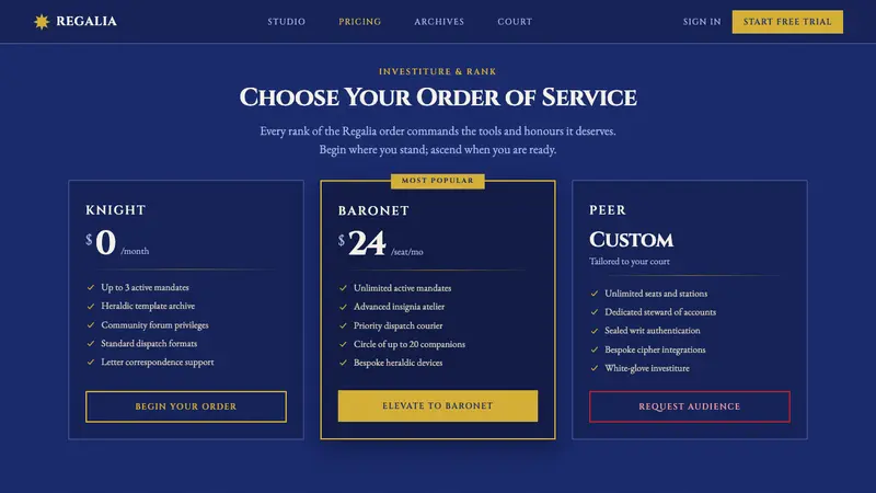 Order of Chivalry Star — Web · pricing