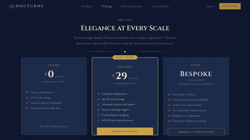 Orient Express — Web · pricing
