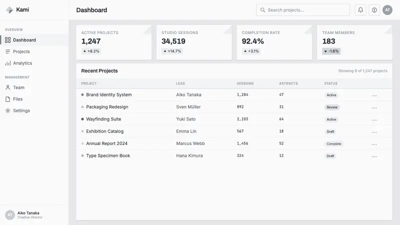 Origami Folded Paper — Web · dashboard