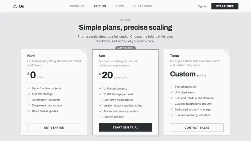 Origami Folded Paper — Web · pricing