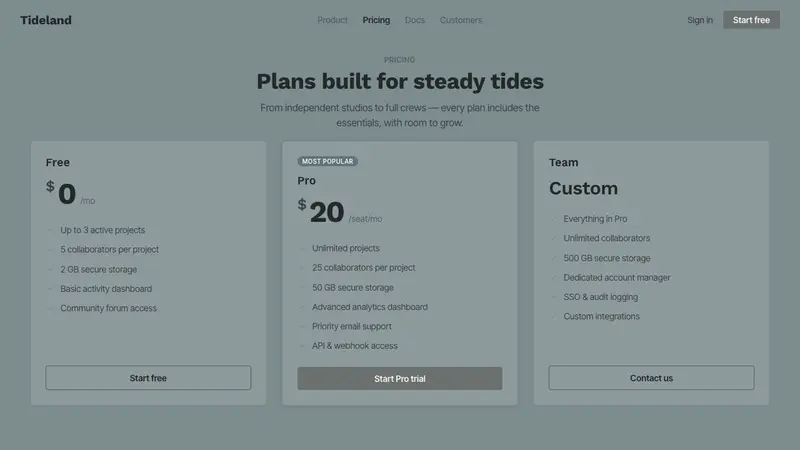Oyster Farm (Estuary) — Web · pricing
