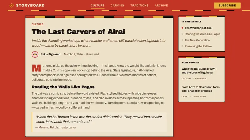 Palauan Bai Storyboard — Web · article