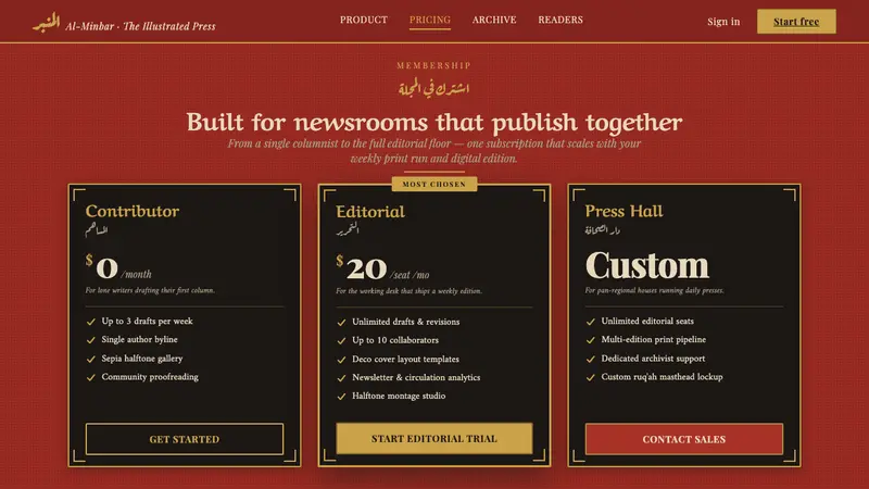 Pan-Arab Illustrated Magazine — Web · pricing