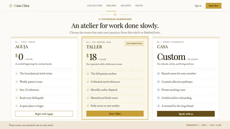 Panamanian Pollera — Web · pricing