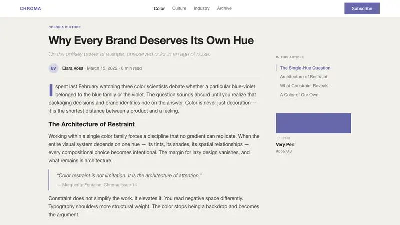 Pantone Very Peri (2022) — Web · article
