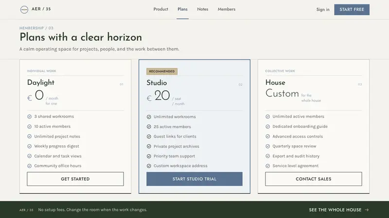 Pärnu Resort Functionalism — Web · pricing