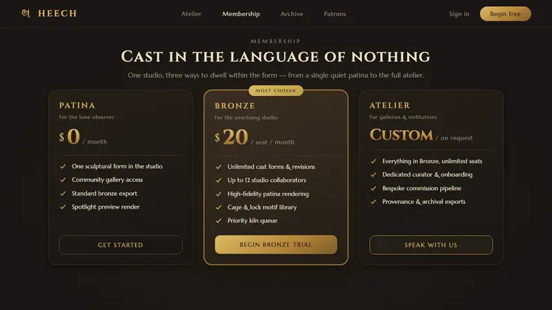Parviz Tanavoli Heech — Web · pricing