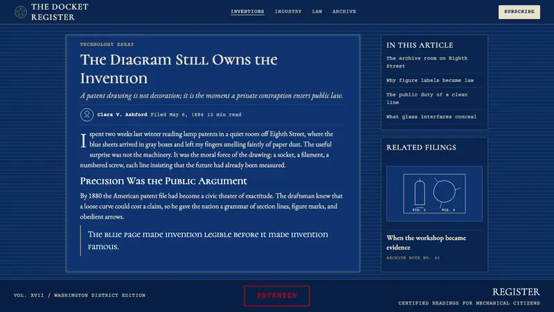 Patent Cyanotype Drawing (1880) — Web · article