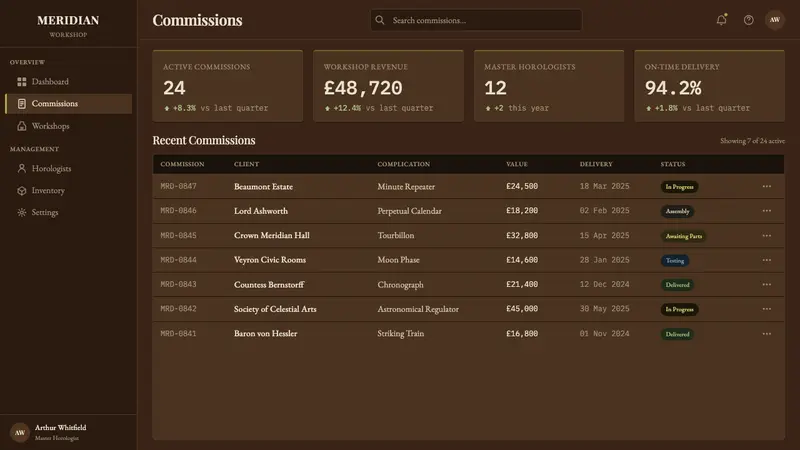 Regulator Clock — Web · dashboard