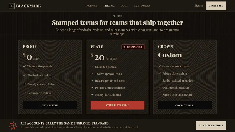 Penny Black Stamp — Web · pricing