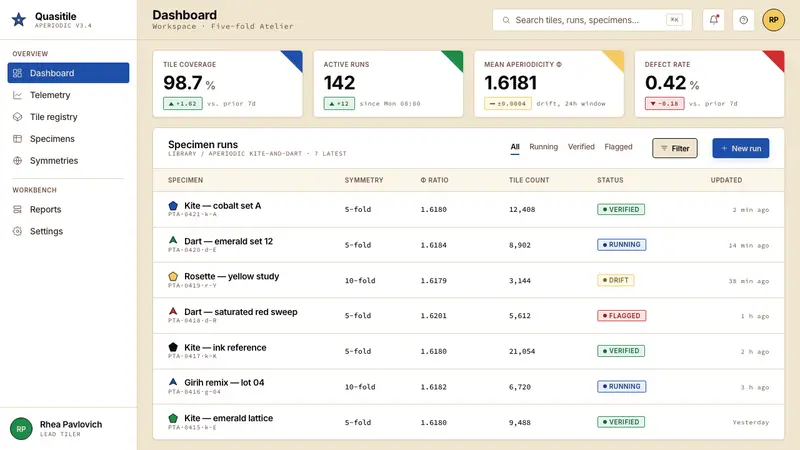 Penrose Aperiodic Tiling — Web · dashboard