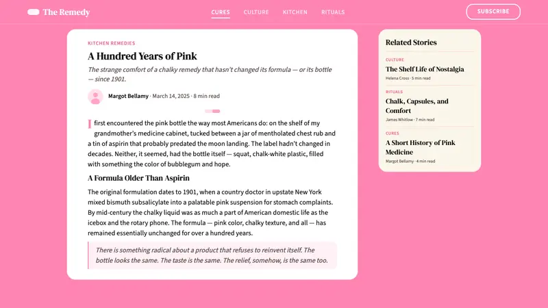 Pepto-Bismol Pink (1901) — Web · article