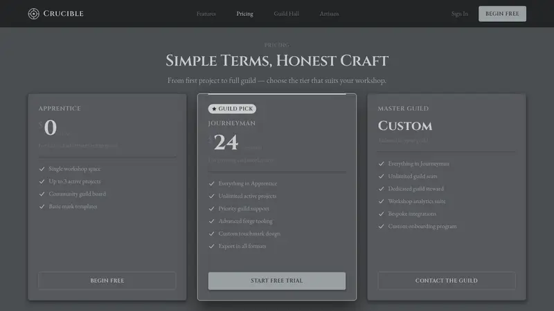Pewter & Tin Craft — Web · pricing
