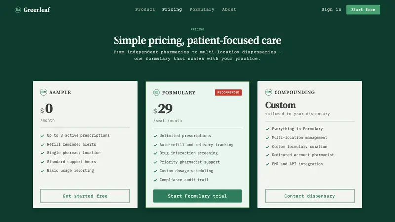 Pharmacy Rx — Web · pricing