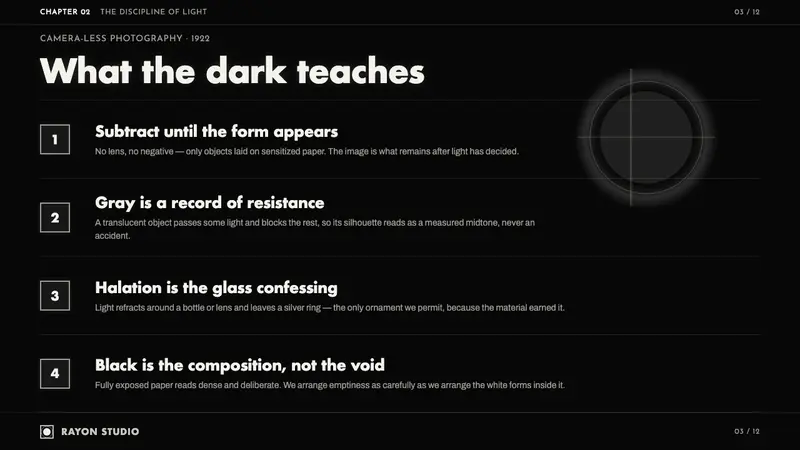 Photogram Rayograph — Slides · content