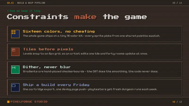 Indie Pixel-Art Game — Slides · content