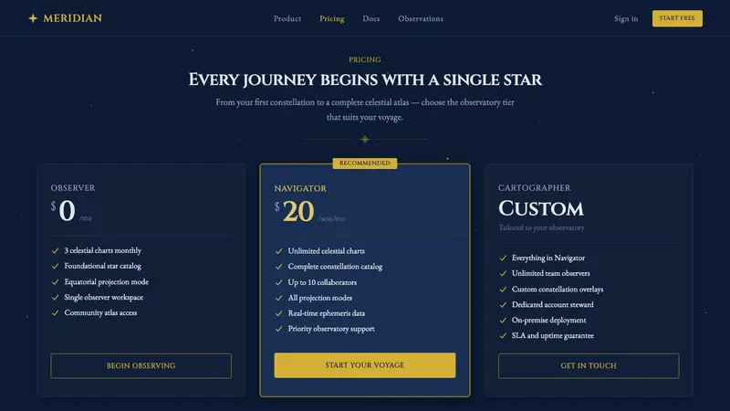 Vintage Star Chart — Web · pricing