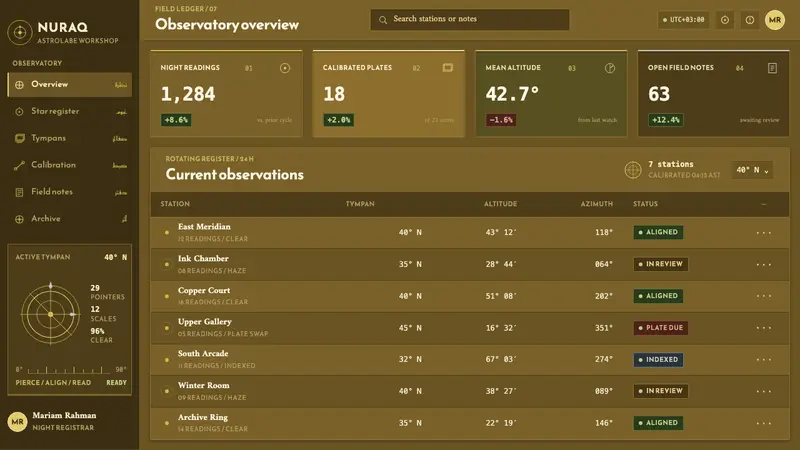 Planispheric Astrolabe — Web · dashboard