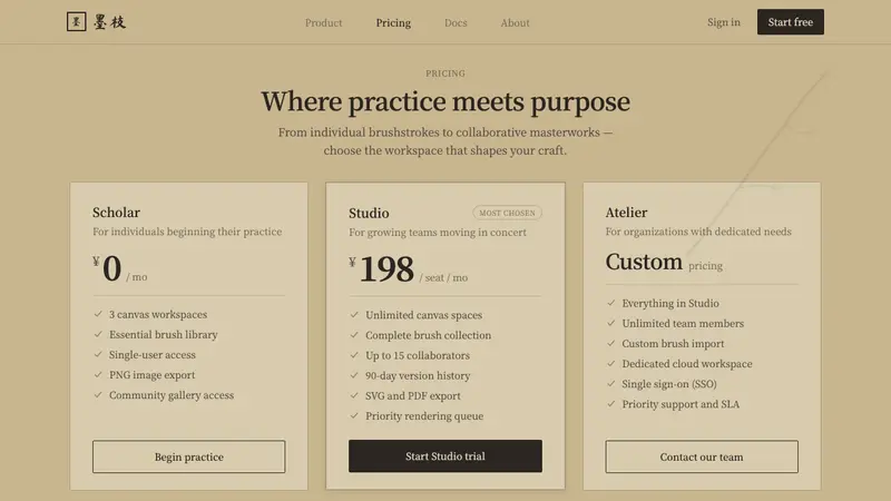 Plum Blossom Ink (宋) — Web · pricing