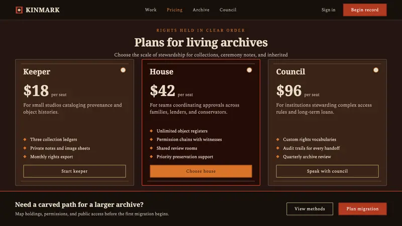 Malagan Carving — Web · pricing