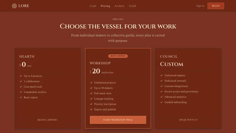 Sepik Spirit Board — Web · pricing