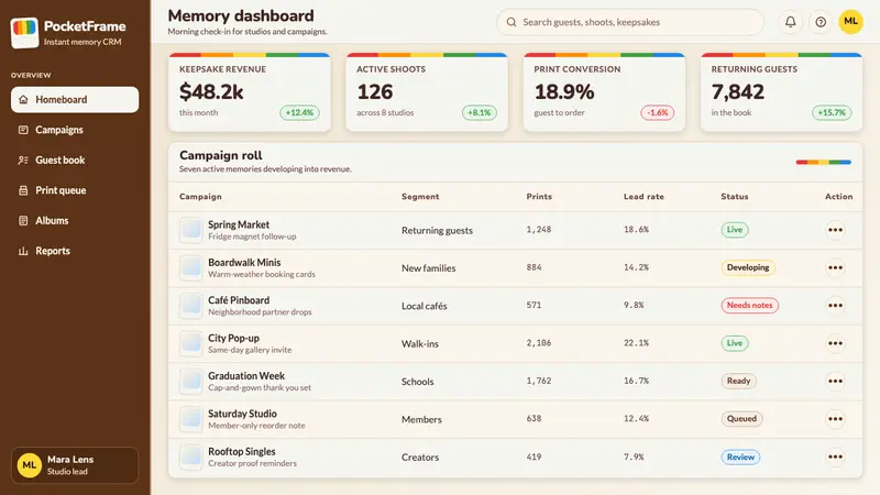 Polaroid Instant — Web · dashboard