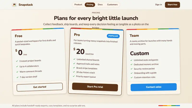 Polaroid Instant — Web · pricing