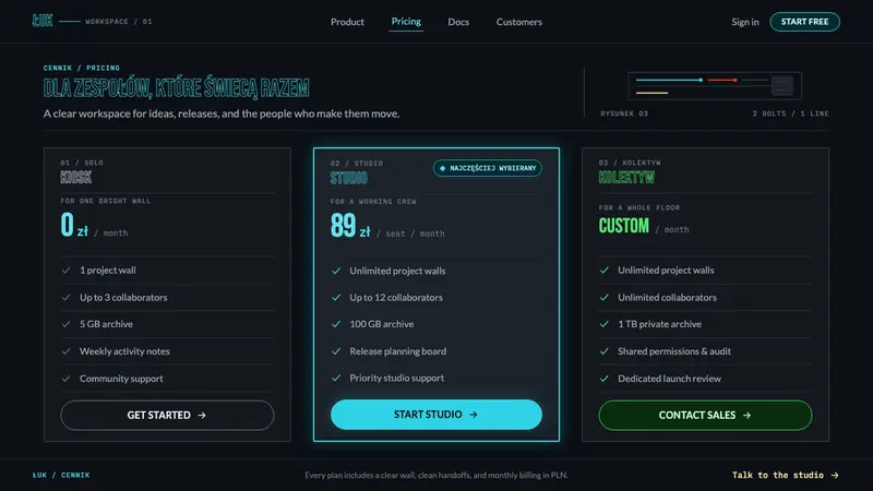 Warsaw Neon — Web · pricing