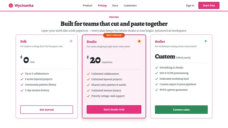 Polish Wycinanki Pink — Web · pricing