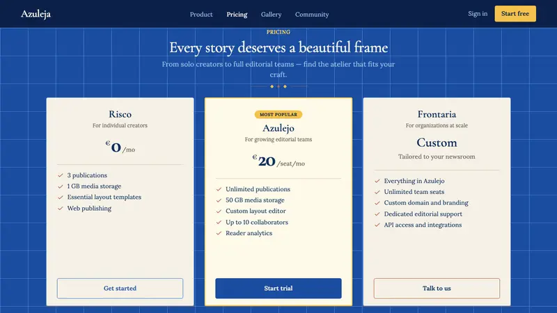 Portuguese Azulejo Modern — Web · pricing