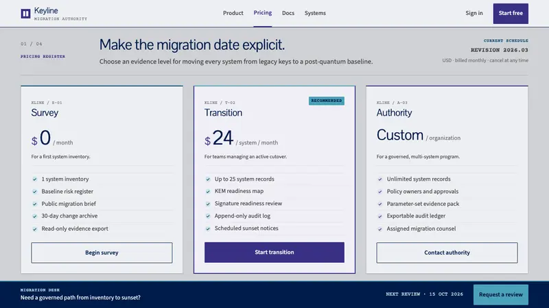 Post-Quantum Crypto Agency — Web · pricing