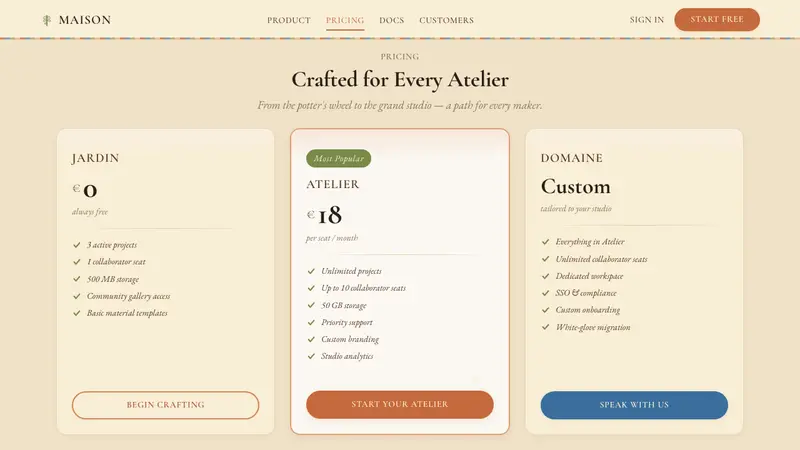 Provençal Mediterranean — Web · pricing